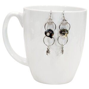 Alphabet Initial Letter Q Earrings Silver Rhinestone Charms